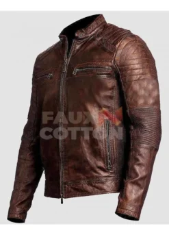 Cafe Racer Brown Motorcycle Genuine Leather Jacket