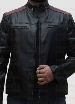 Cafe Racer Jacket With Maroon Stripes