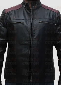Cafe Racer Jacket With Maroon Stripes