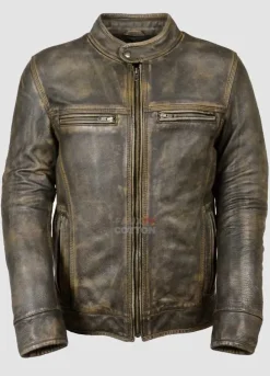 Cafe Racer Men's Distressed Wax -Jacket