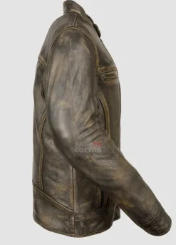 Cafe Racer Men's Distressed Wax -Jacket