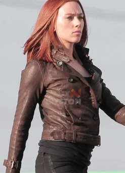 Captain America Scarlett Johansson Brown Jacket