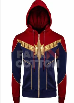 CAPTAIN MARVEL CAROL DANVERS RED AND BLUE HOODIE JACKET