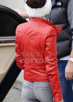 Cheryl Cole Red Biker Leather Jacket