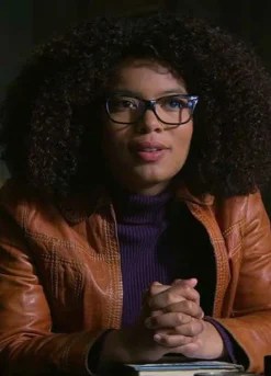 CHILLING ADVENTURES OF SABRINA (ROSALIND WALKER) JAZ SINCLAIR BROWN LEATHER JACKET