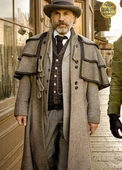 Christoph Waltz Django Unchained (Dr. King Schultz) Wool Trench Grey Coat