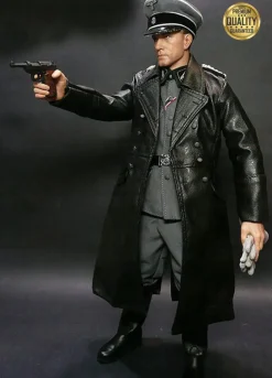 Christoph Waltz Inglourious Basterds Col. Hans Landa Black Leather Coat