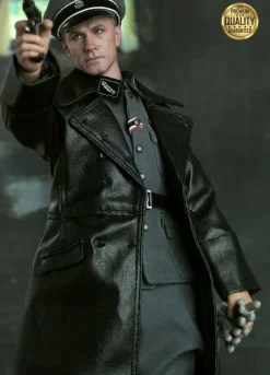 Christoph Waltz Inglourious Basterds Col. Hans Landa Black Leather Coat