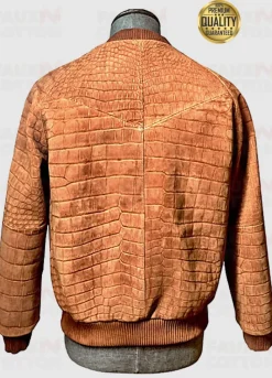 Crocodile Skin Brown Bomber Jacket