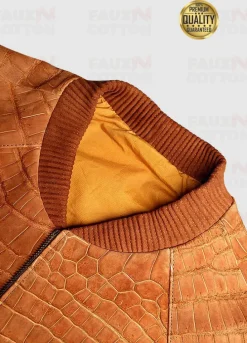 Crocodile Skin Brown Bomber Jacket