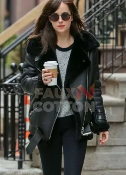 DAKOTA JOHNSON SHEARLING JACKET