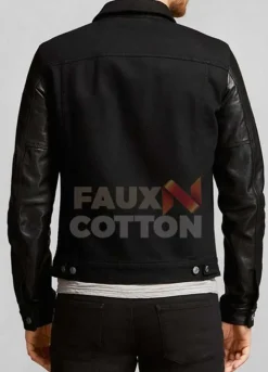 DAVID BECKHAM LEATHER SLEEVES BLACK JACKET