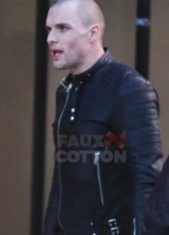Deadpool Ed Skrein Black Leather Jacket