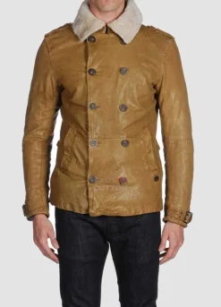 Diesel Langgai Tan Yellow Leather Jacket