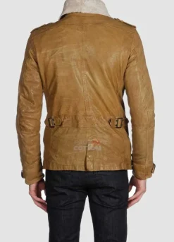 Diesel Langgai Tan Yellow Leather Jacket