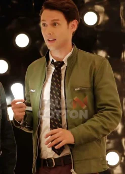 Dirk Gently's Samuel Barnett Green Leather Jacket