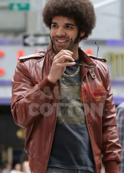 DRAKE BROWN BOMBER LEATHER JACKET