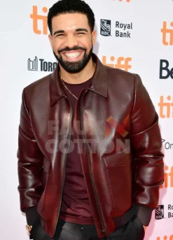 DRAKE MAROON LEATHER JACKET