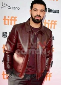 DRAKE MAROON LEATHER JACKET