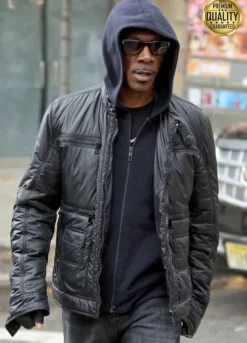 Eddie Murphy Tower Heist Slide Black Hooded Jacket