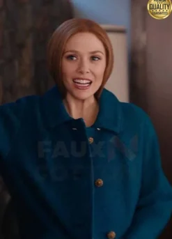 Elizabeth Olsen WandaVision Blue Wool Coat