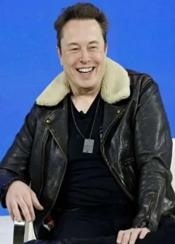 Elon Musk Shearling Leather Aviator Jacket