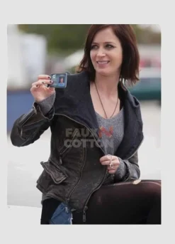 Emily Blunt Arthur Newman Mike Hooded Leather Jacket