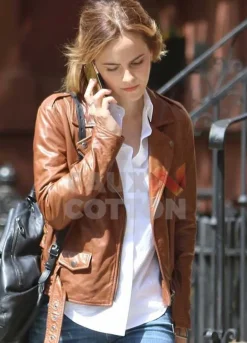 Emma Watson Brown Leather Jacket