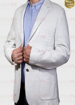 Exotic White Alligator Leather Jacket