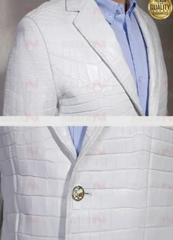 Exotic White Alligator Leather Jacket