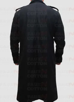 Fall David Beckham Style Men Long Casual Black Pea Coat