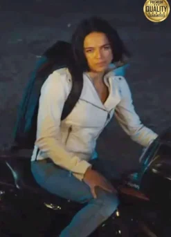 Fast And Furious 9 Michelle Rodriguez ( Letty ) White Leather Jacket
