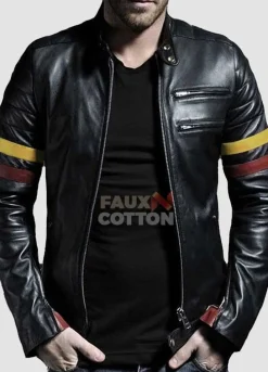 Fight Club Cafe Racer Beige Black Stripe Jacket