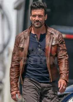 Frank Grillo Boss Level Roy Pulver Distressed Leather Jacket