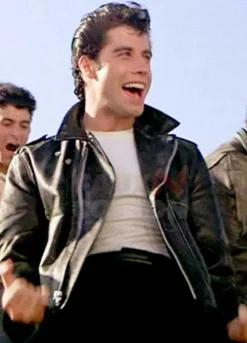 Grease John Travolta (Danny Zuko) T Birds Black Leather Jacket