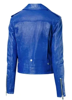 Hailey Baldwin Blue Biker Jacket