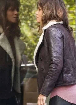 HALLE BERRY BROWN AVIATOR LEATHER JACKET