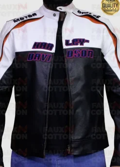 Harley Davidson Black And White Biker Leather Jacket