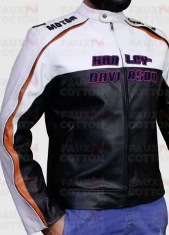Harley Davidson Black And White Biker Leather Jacket