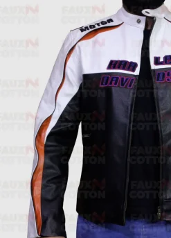 Harley Davidson Black And White Biker Leather Jacket