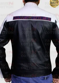 Harley Davidson Black And White Biker Leather Jacket