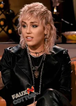 Hart to Heart Miley Cyrus (Self) Black Leather Jacket