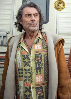 Ian McShane American Gods Season 03 Suede Jacket
