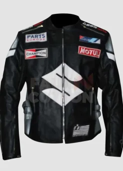 Icon Victory Suzuki Motorcycle Black Leather Jacket