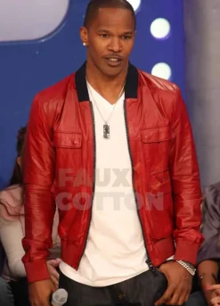 Jamie Foxx Red Leather Jacket