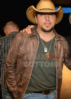 Jason Aldean Brown Leather Jacket