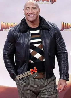 Jumanji The Next Level (Bravestone) Dwayne Johnson Black Leather Jacket