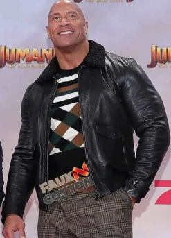 Jumanji The Next Level (Bravestone) Dwayne Johnson Black Leather Jacket