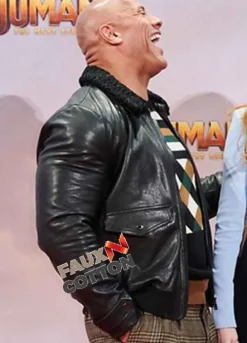Jumanji The Next Level (Bravestone) Dwayne Johnson Black Leather Jacket