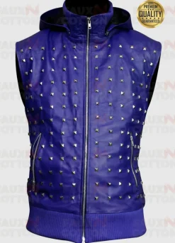 Justin Bieber Blue Studded Vest And Pant